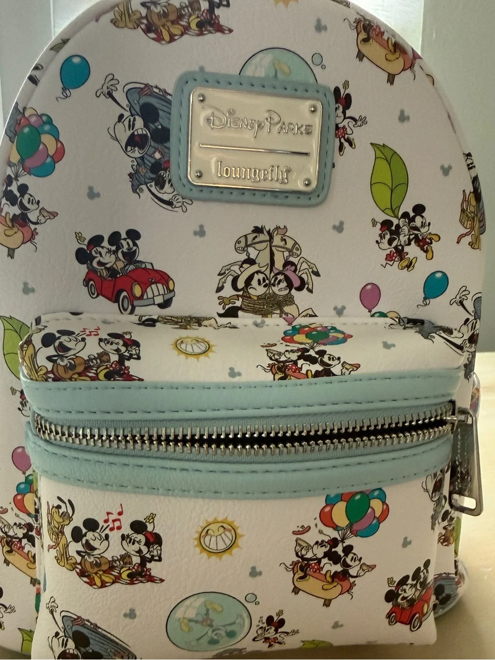 Disney Parks Loungefly Mickey & Minnie Runaway Railroad Printed Backpack - Picture 2 of 3